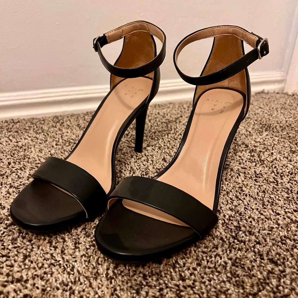 Elegant Black Ankle Strap Heels